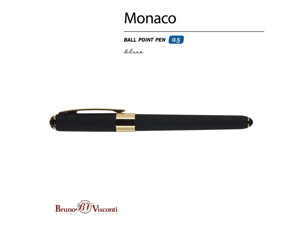 Ручка пластиковая шариковая Monaco черный/золотистый - фото 2
