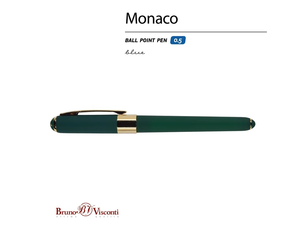 Ручка пластиковая шариковая Monaco зеленый/золотистый - фото 2