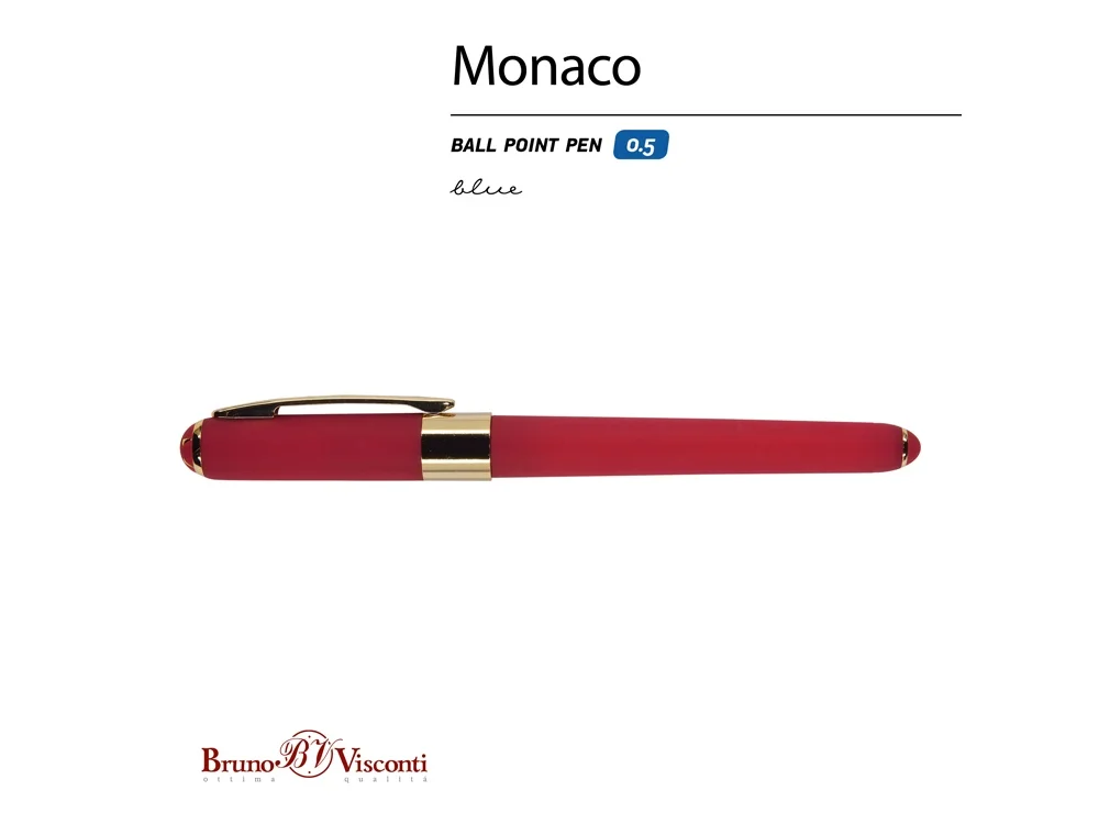 Ручка пластиковая шариковая Monaco красный/золотистый - фото 2