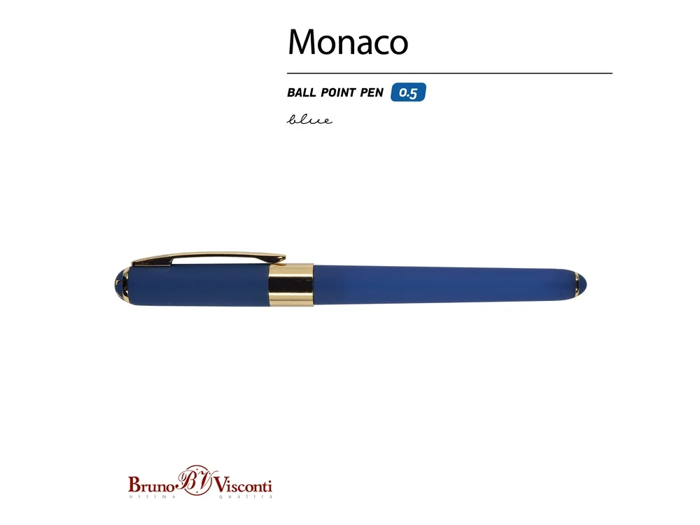 Ручка пластиковая шариковая Monaco темно-синий/золотистый - фото 2