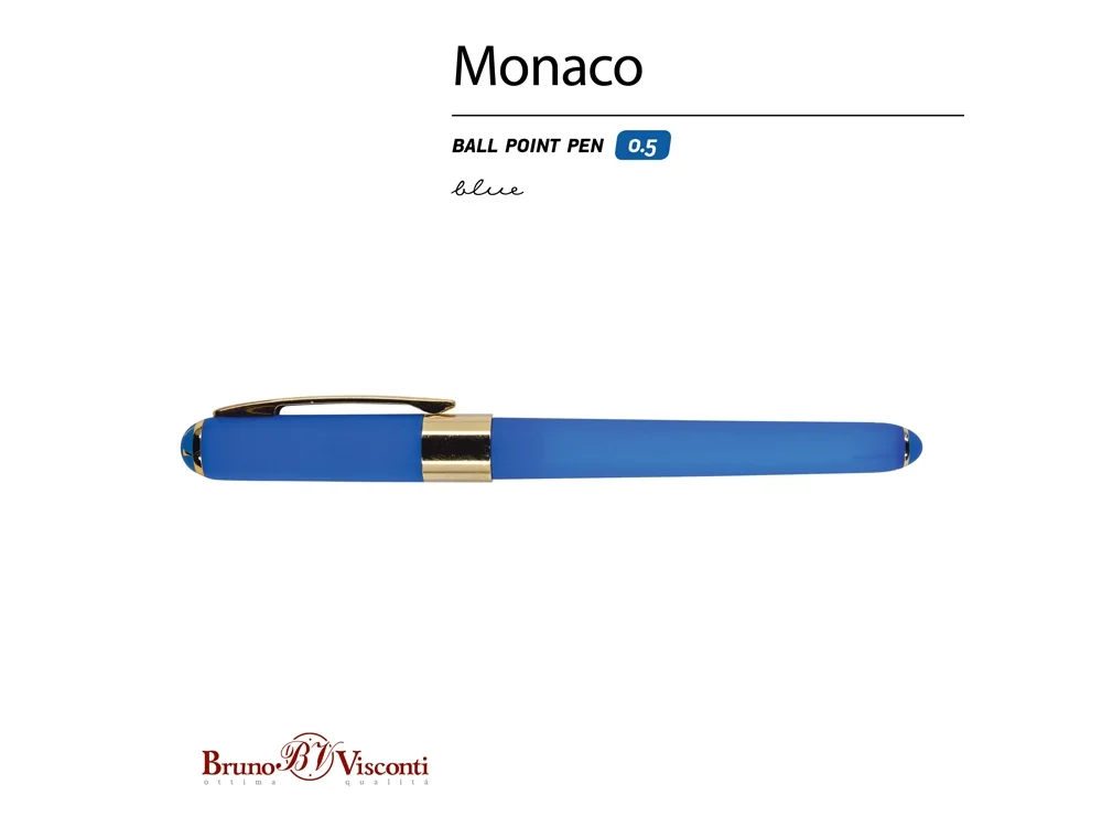 Ручка пластиковая шариковая Monaco ярко-синий/золотистый - фото 2