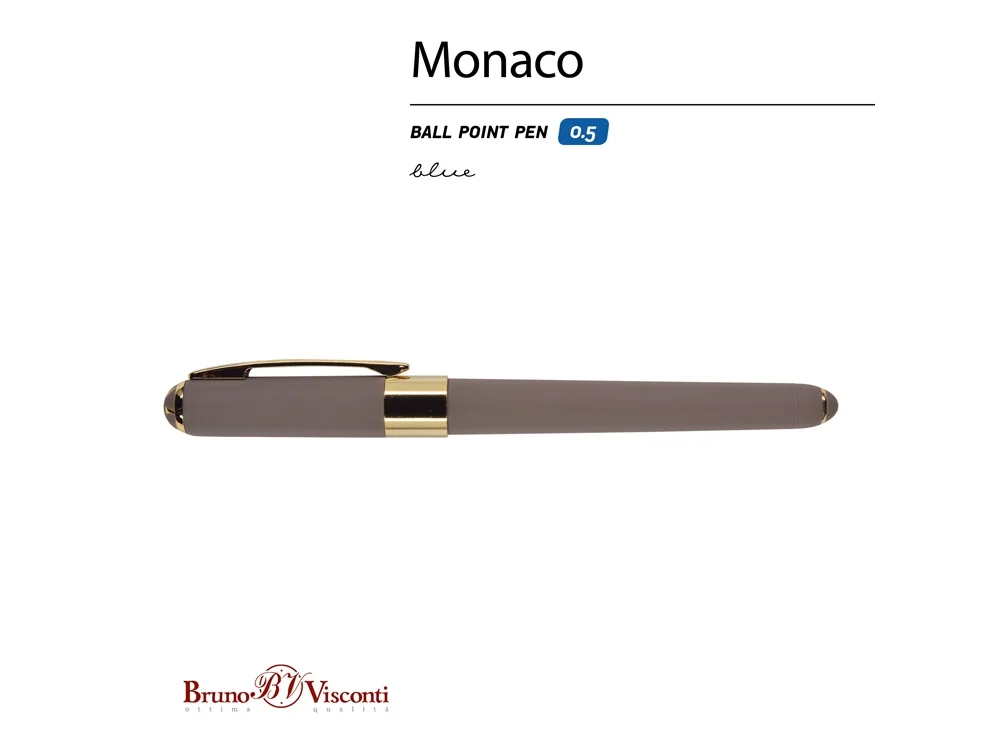 Ручка пластиковая шариковая Monaco серый/золотистый - фото 2