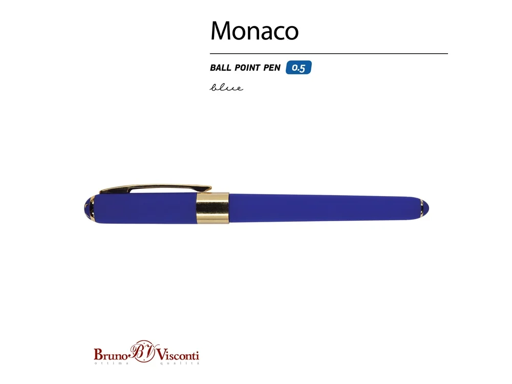 Ручка пластиковая шариковая Monaco сине-фиолетовый/золотистый - фото 2