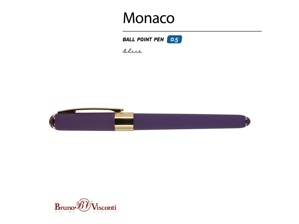 Ручка пластиковая шариковая Monaco виноградный/золотистый - фото 2