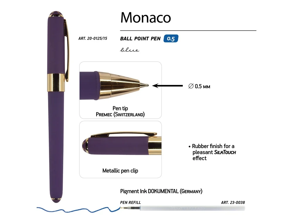 Ручка пластиковая шариковая Monaco виноградный/золотистый - фото 3