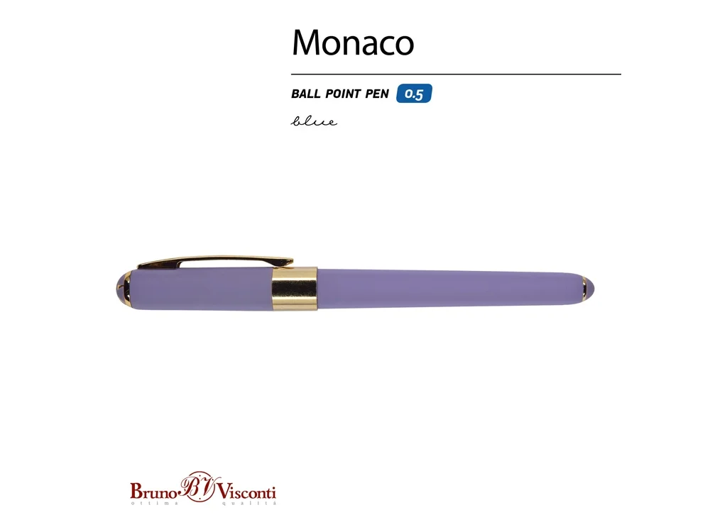 Ручка пластиковая шариковая Monaco лавандовый/золотистый - фото 2