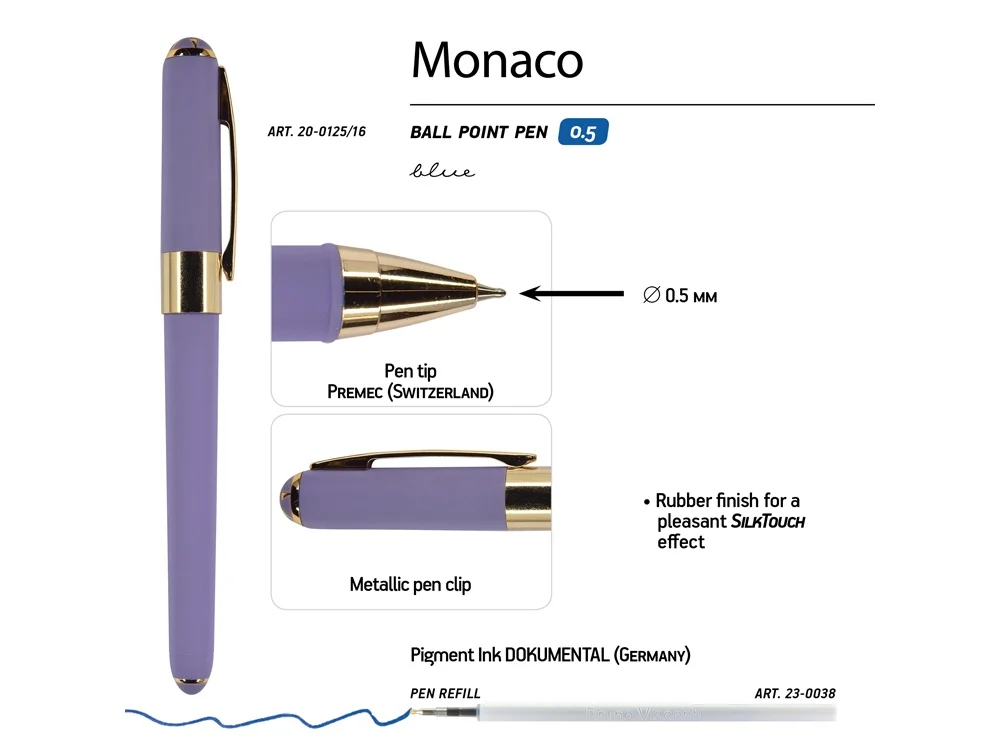 Ручка пластиковая шариковая Monaco лавандовый/золотистый - фото 3