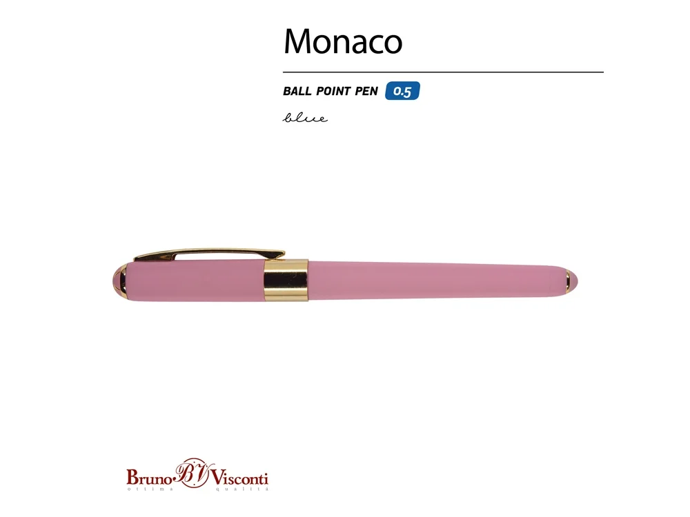Ручка пластиковая шариковая Monaco розовый/золотистый - фото 2