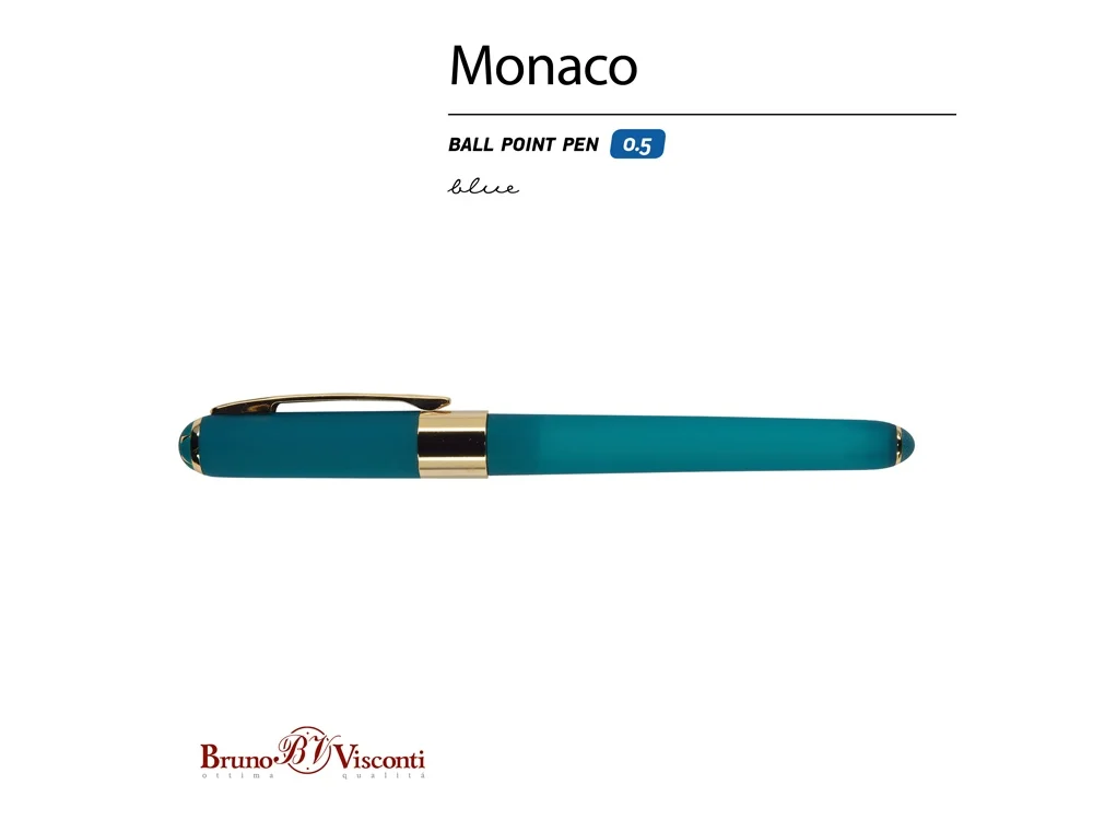 Ручка пластиковая шариковая Monaco морская волна/золотистый - фото 2