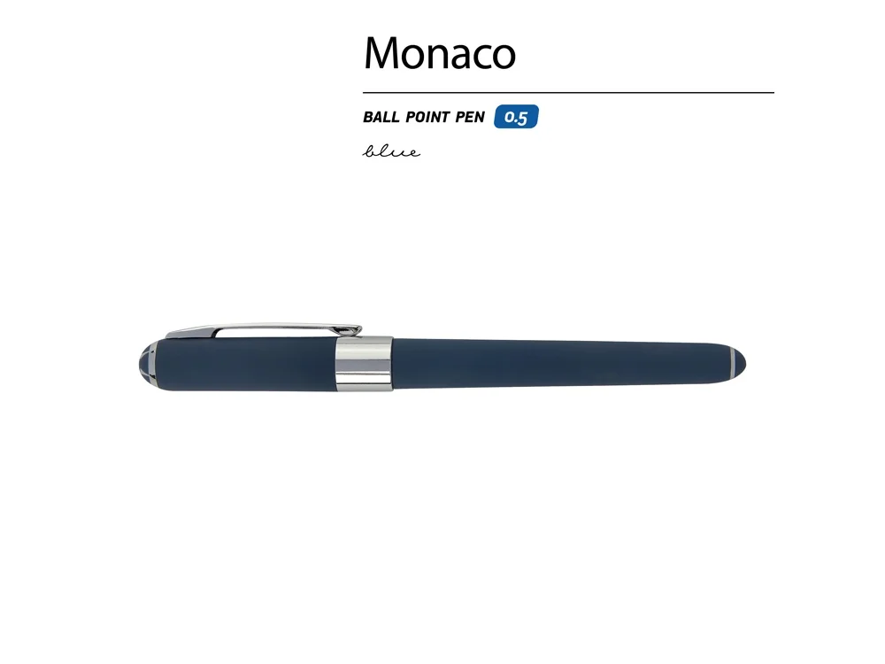 Ручка пластиковая шариковая Monaco софт-тач синий нэйви - фото 2