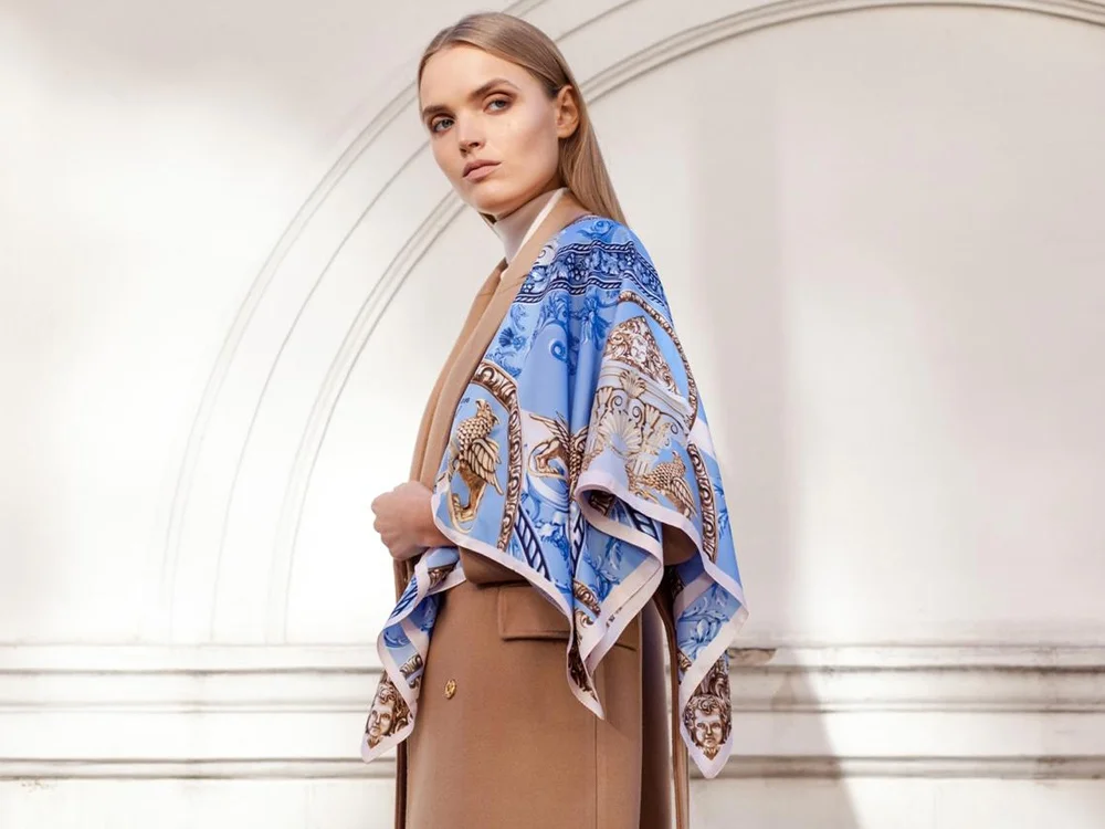 Платок «Жемчужина Крыма», голубой, золотистый - фото 3