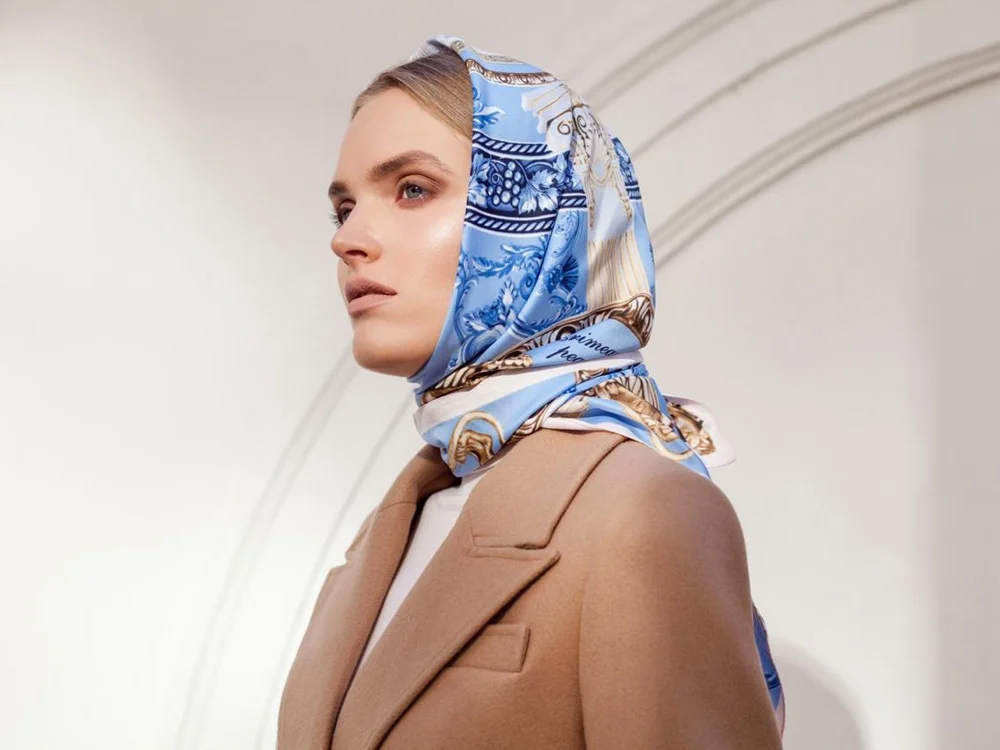 Платок «Жемчужина Крыма», голубой, золотистый - фото 4