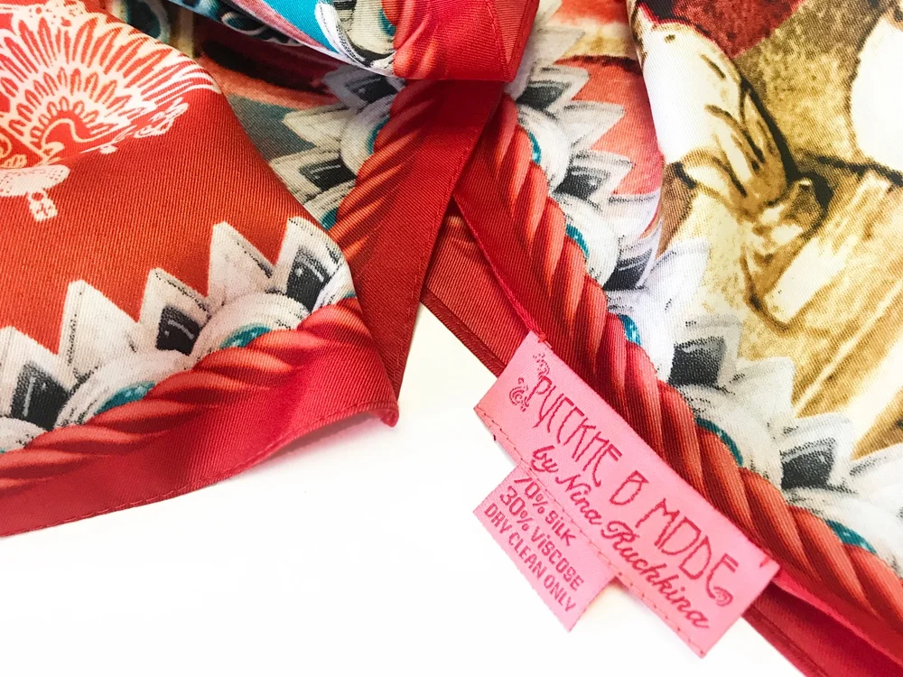 Платок «Кремль - Москва - Фаберже», красный - фото 2