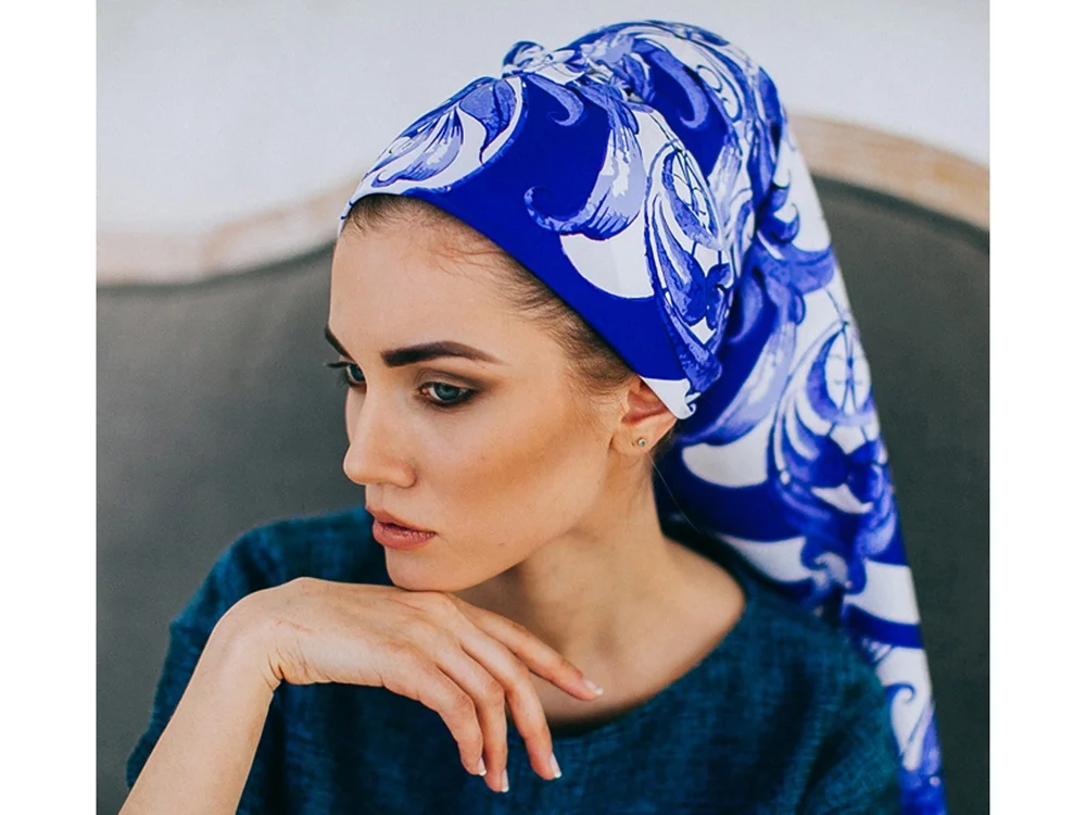 Платок «Гжель», синий/белый - фото 3