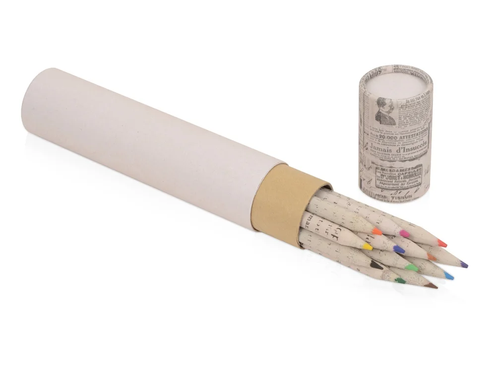 Набор цветных карандашей из "газетной бумаги" в тубе «News», бело-серый - фото 2