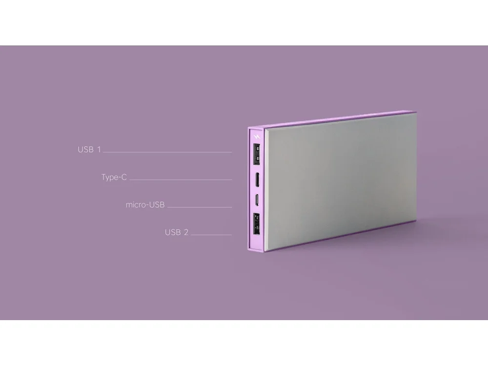 Внешний аккумулятор «NEO ARIA», 10000 mAh, сиреневый/серый - фото 6