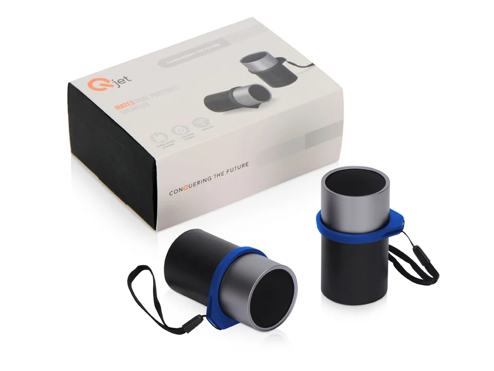 Портативные парные TWS колонки «Mates», черный, серебристый, синий - фото 7