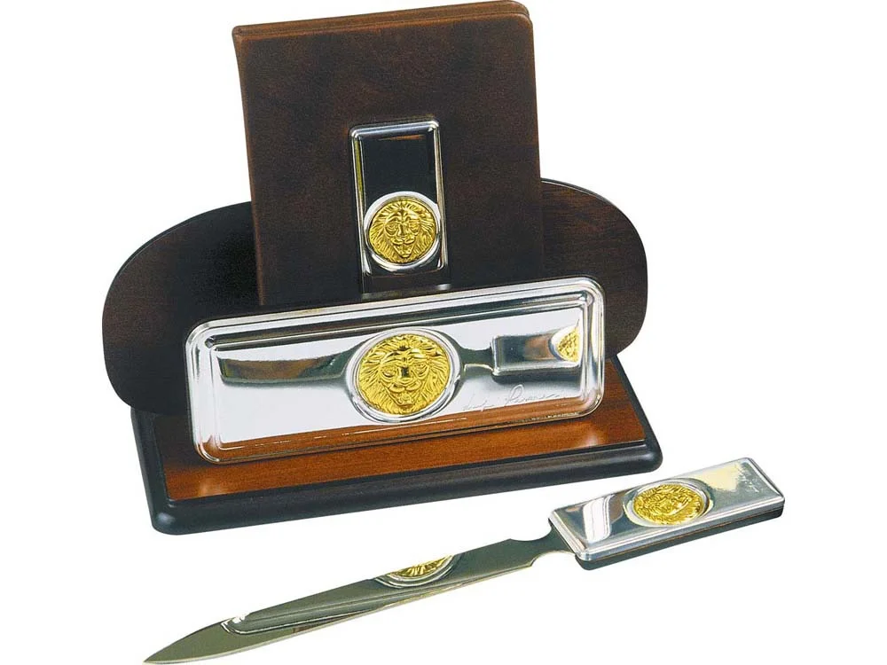 Настольный набор Голова льва коричневый серебристый золотистый - фото 3