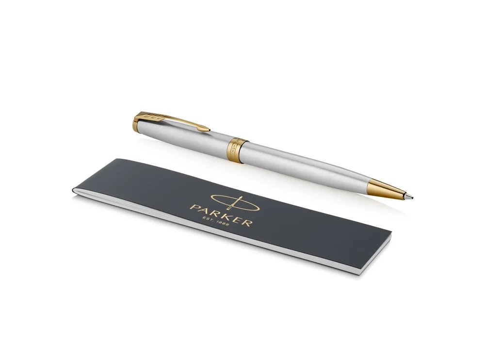 Ручка шариковая Parker Sonnet Core Stainless Steel GT серебристый/золотистый - фото 3