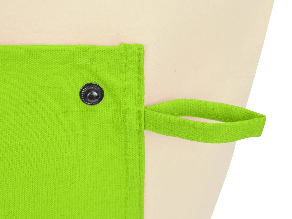 Складная хлопковая сумка для шопинга Gross с карманом 180 г/м2 натуральный/зеленое яблоко - фото 6