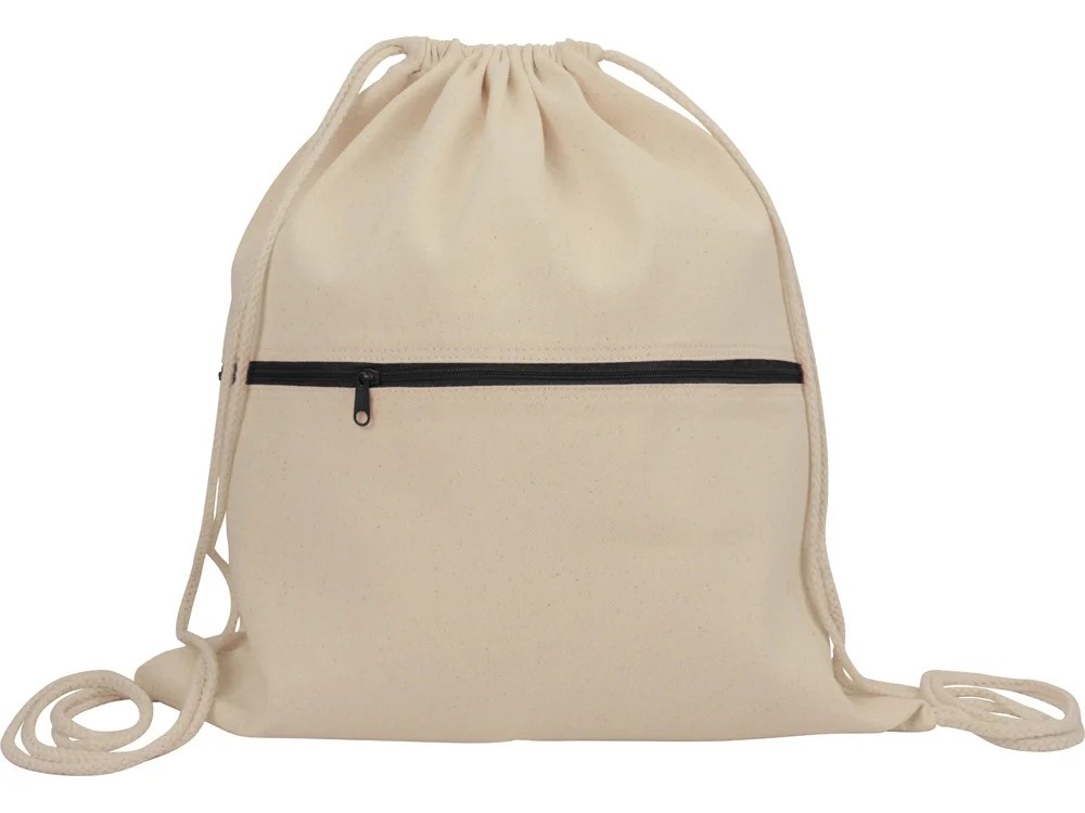 Рюкзак-мешок Lark из хлопка 180 г/м2 с цветной молнией натуральный/черный - фото 3