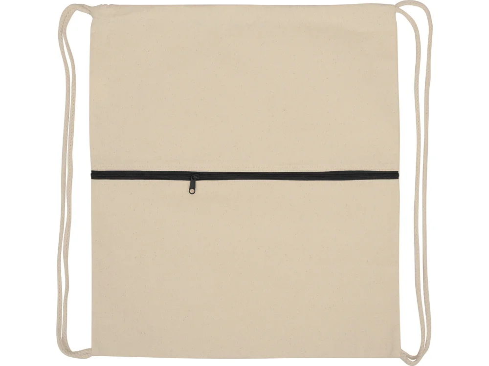 Рюкзак-мешок Lark из хлопка 180 г/м2 с цветной молнией натуральный/черный - фото 4