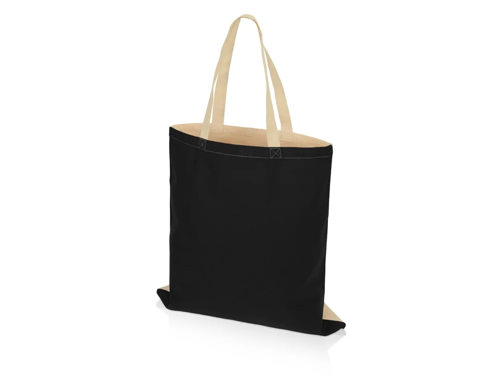 Сумка для шопинга Twin двухцветная из хлопка 180 г/м2 черный/натуральный - фото 2