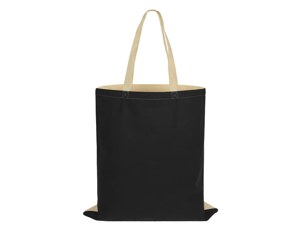 Сумка для шопинга Twin двухцветная из хлопка 180 г/м2 черный/натуральный - фото 4