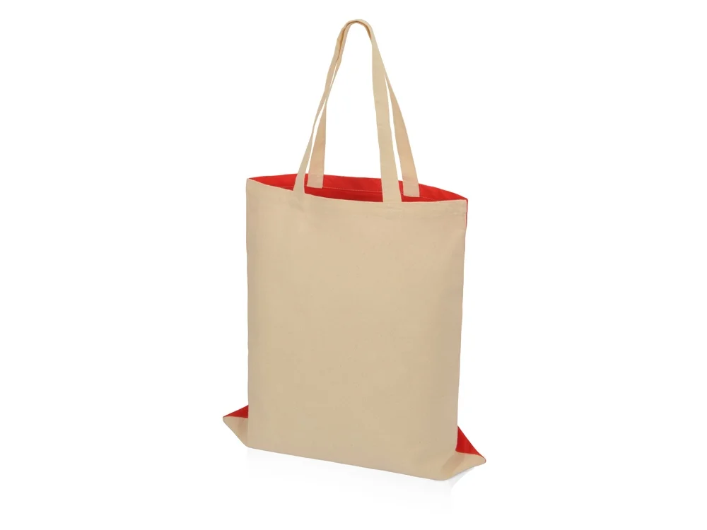 Сумка для шопинга «Twin» двухцветная из хлопка, 180 г/м2, красный/натуральный - фото 3
