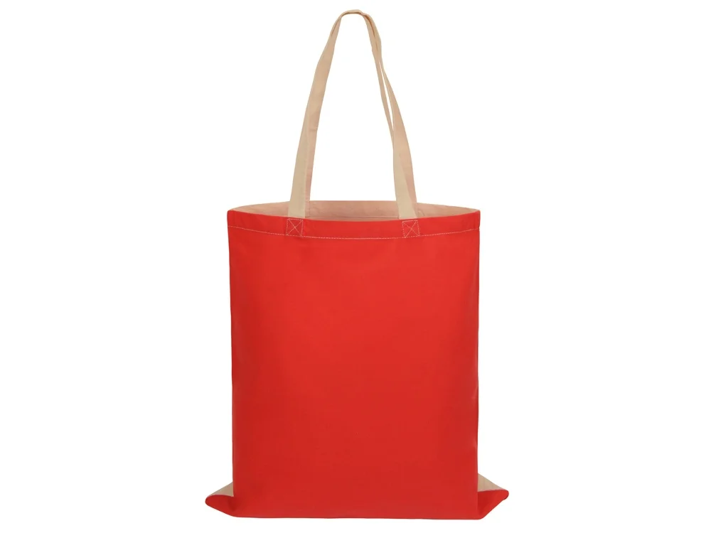 Сумка для шопинга «Twin» двухцветная из хлопка, 180 г/м2, красный/натуральный - фото 4