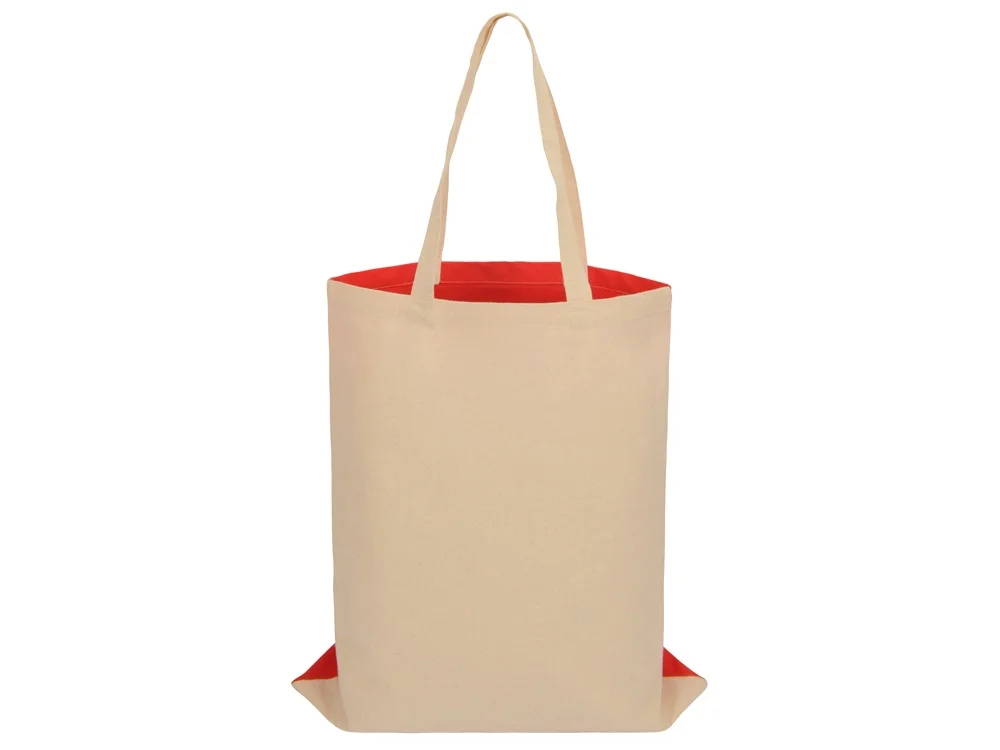 Сумка для шопинга «Twin» двухцветная из хлопка, 180 г/м2, красный/натуральный - фото 5