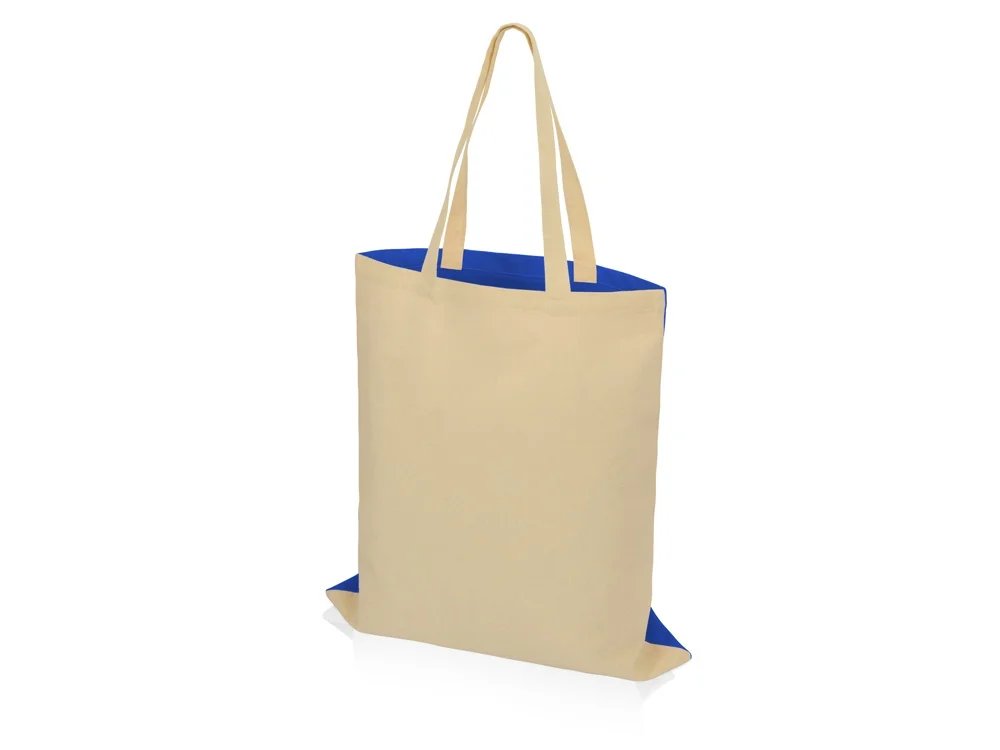 Сумка для шопинга «Twin» двухцветная из хлопка, 180 г/м2, синий/натуральный - фото 3