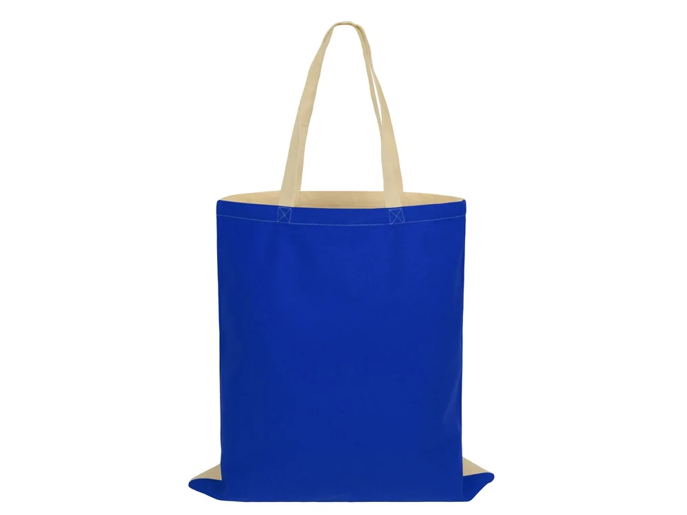 Сумка для шопинга «Twin» двухцветная из хлопка, 180 г/м2, синий/натуральный - фото 4