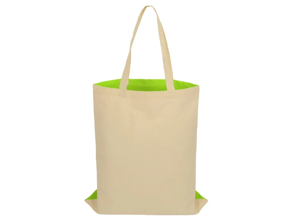 Сумка для шопинга Twin двухцветная из хлопка 180 г/м2 зеленое яблоко/натуральный - фото 5