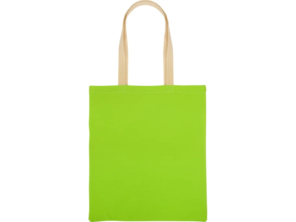 Сумка для шопинга Twin двухцветная из хлопка 180 г/м2 зеленое яблоко/натуральный - фото 6