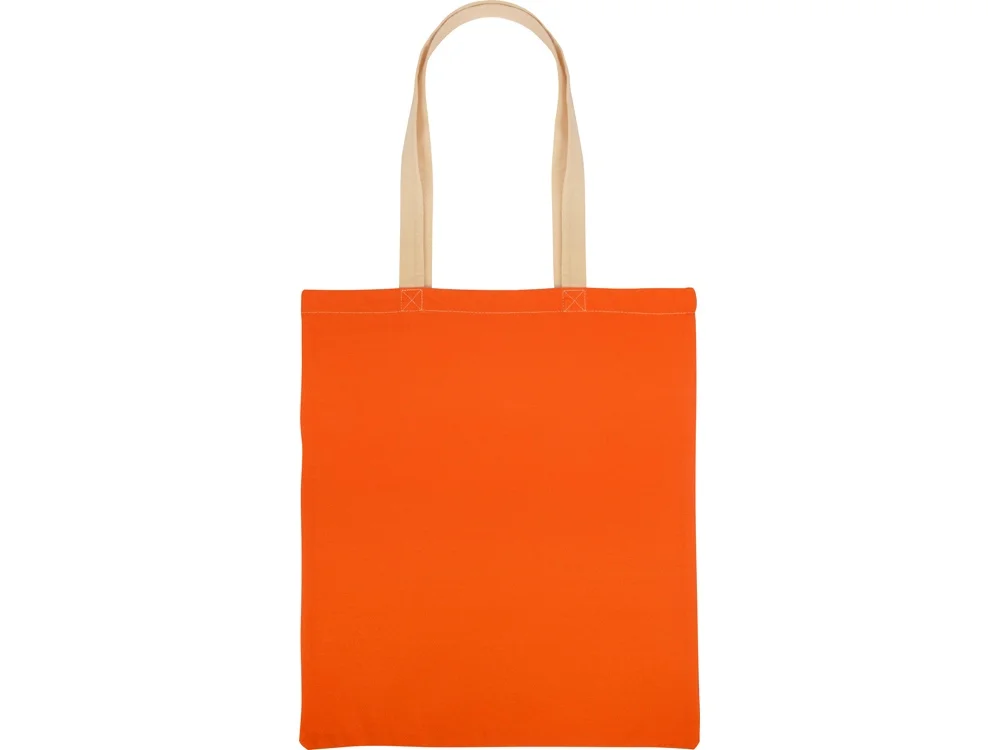 Сумка для шопинга Twin двухцветная из хлопка 180 г/м2 оранжевый/натуральный - фото 6
