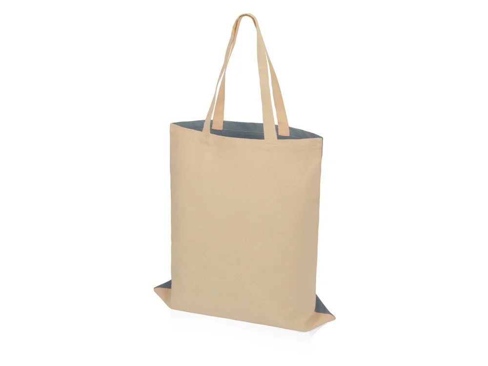 Сумка для шопинга Twin двухцветная из хлопка 180 г/м2 серый натуральный - фото 3