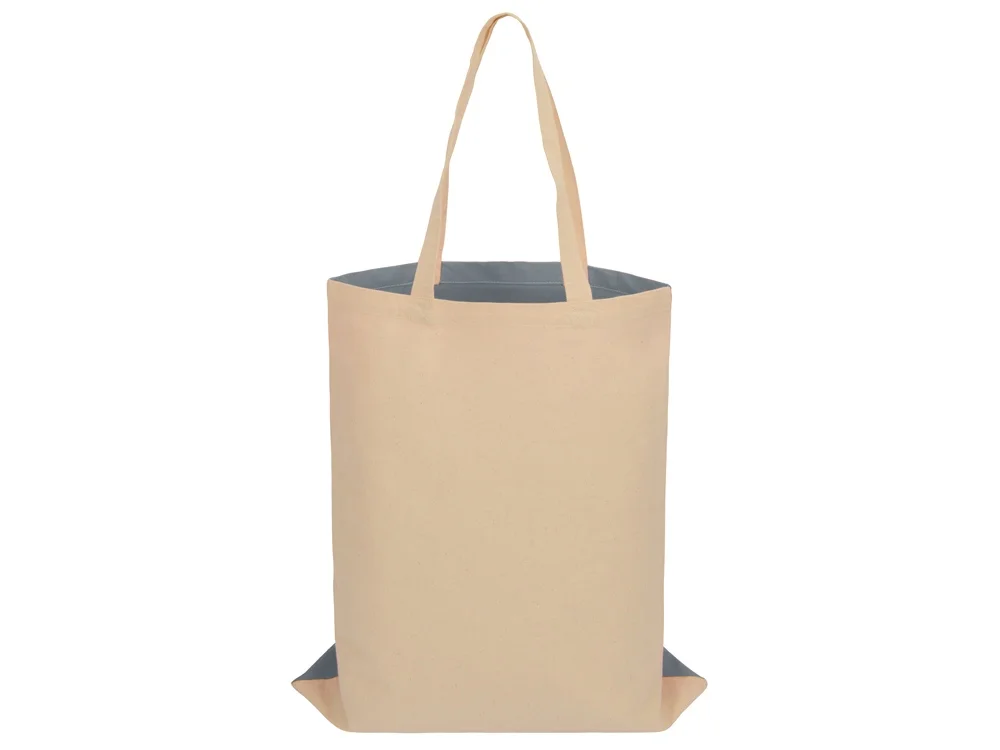Сумка для шопинга Twin двухцветная из хлопка 180 г/м2 серый натуральный - фото 5