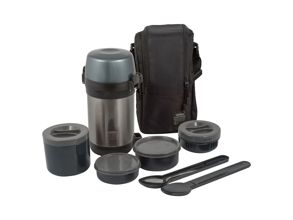 Термос контейнерами и ложкой Thermos JLS-1601 серый 1600 мл - фото 1