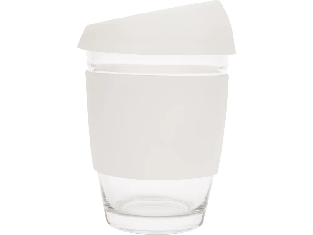Стеклянный стакан с силиконовой крышкой и манжетой «Monday», прозрачный/белый, 350 мл - фото 3