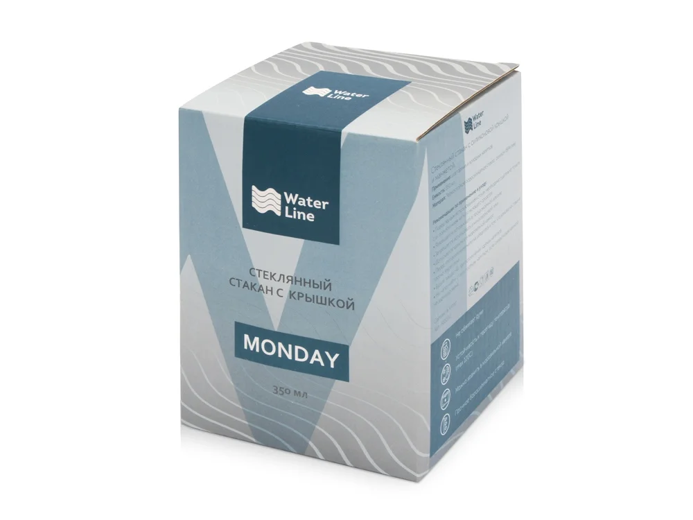 Стеклянный стакан с силиконовой крышкой и манжетой «Monday», прозрачный/белый, 350 мл - фото 7