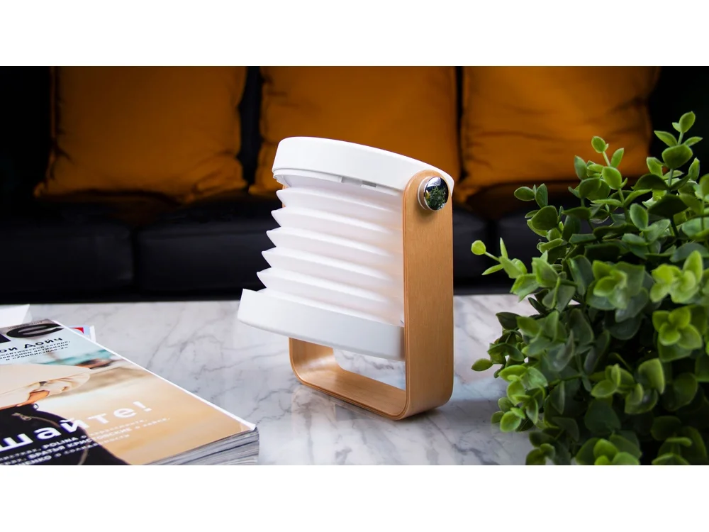 Настольная лампа LED Oko белый/дерево - фото 4