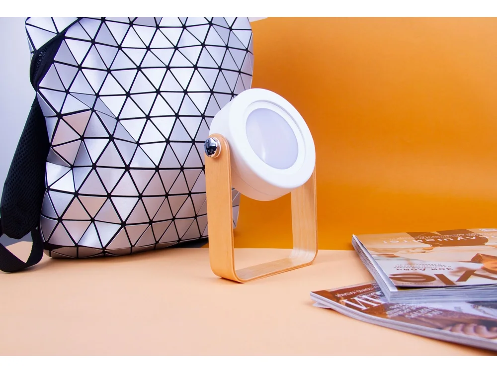 Настольная лампа LED Oko белый/дерево - фото 5