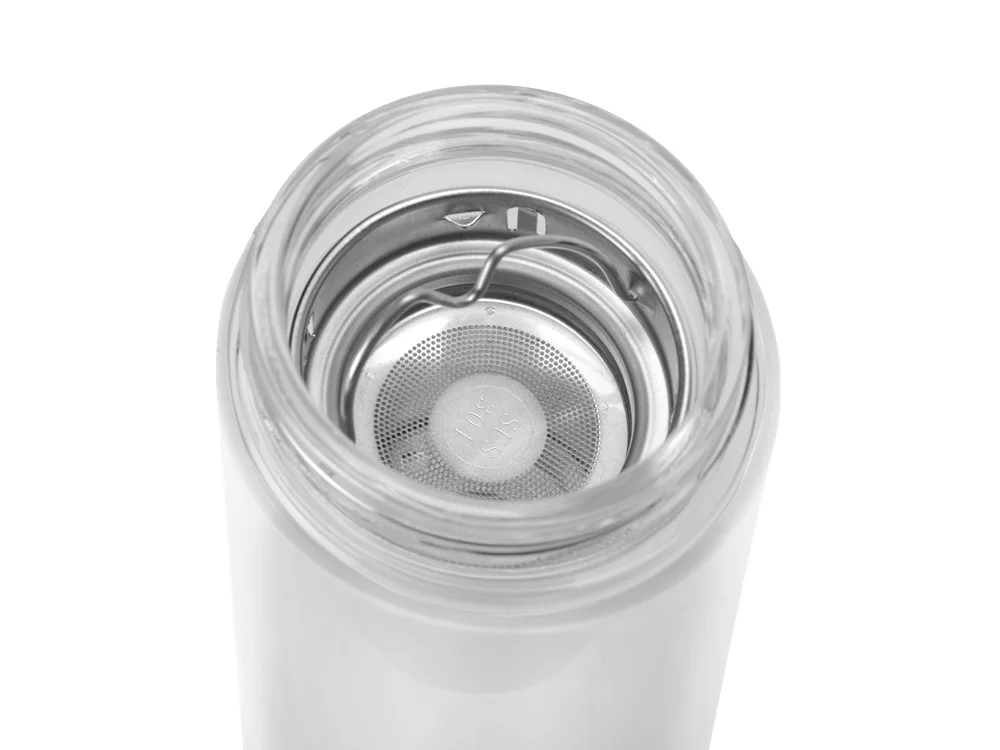 Стеклянный термос с ситечком «Badachu», прозрачный, натуральный, серебристый, 320 мл - фото 4