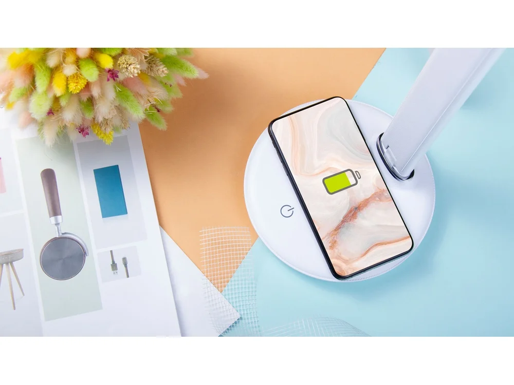 Настольная лампа с беспроводной зарядкой LED FAROS белый - фото 8