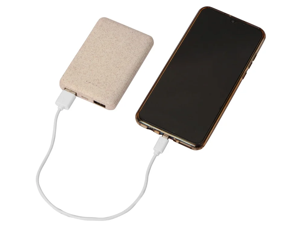 Внешний аккумулятор Wheatty из пшеничной соломы 5000 mAh бежевый - фото 2
