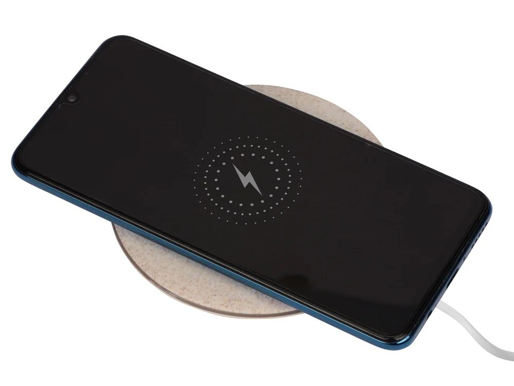 Беспроводное зарядное устройство Wheatty из пшеничной соломы 5W бежевый - фото 2