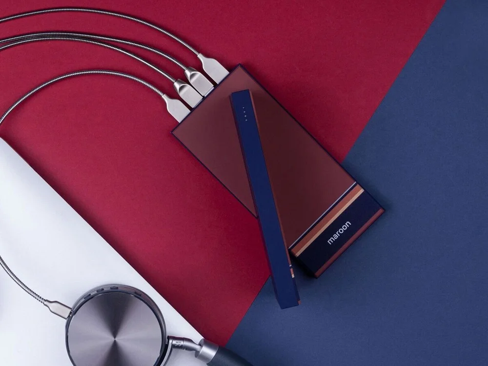 Внешний аккумулятор NEO ARIA 10000 mAh бордовый/синий - фото 7