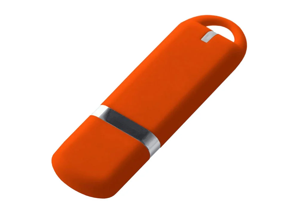 USB 2.0- флешка на 4 Гб soft-touch оранжевый 4Gb - фото 1