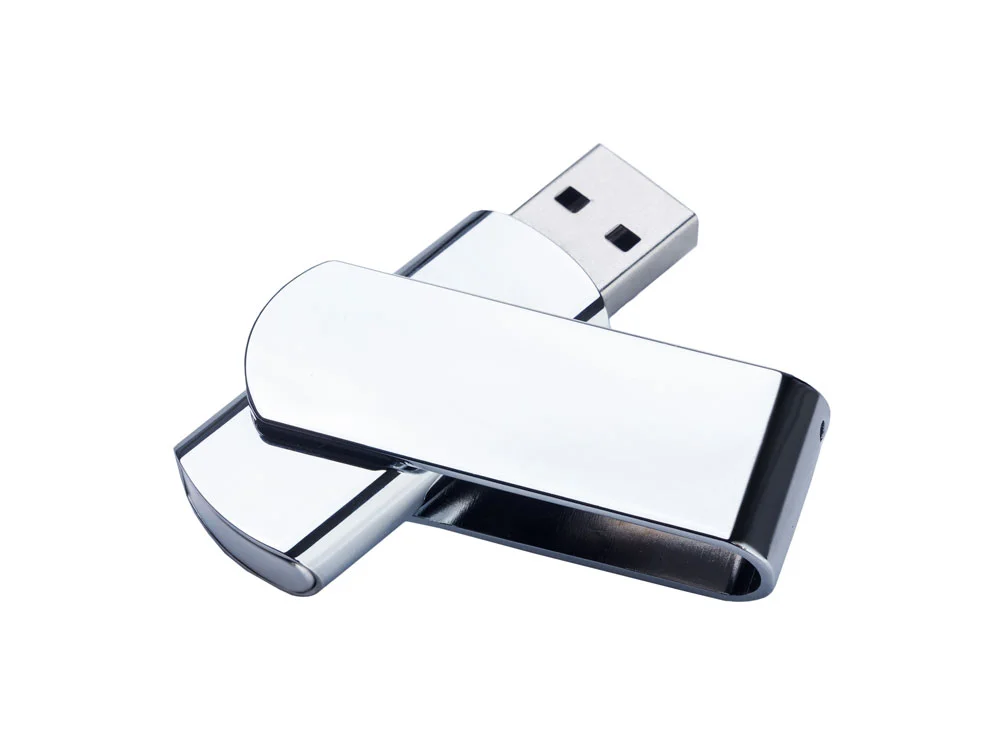 USB 2.0- флешка на 32 Гб глянцевая поворотная серебристый/глянец 32Gb - фото 1